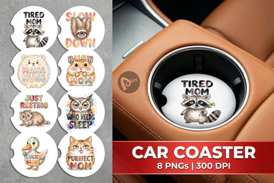Car Coaster Watercolor Funny Ugly Cute Animal Mom Quotes Sublimation artnoy 
