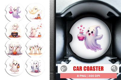 Car Coaster Watercolor Ghost Candy Potion Sublimation artnoy 