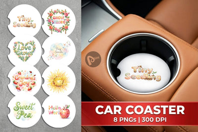 Car Coaster Watercolor Grandma Little Sprout Quote Sublimation artnoy 