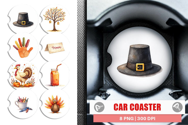 Car Coaster Watercolor Kids Table Crafts Sublimation artnoy 