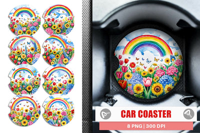Car Coaster Watercolor Lush Garden Sublimation artnoy 