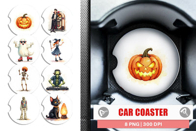 Car Coaster Watercolor Retro Halloween Disco Sublimation artnoy 