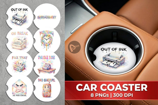Car Coaster Watercolor Sarcastic 90s Office Quotes Sublimation artnoy 