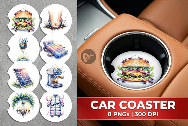 Car Coaster Watercolor Sarcastic Glamping Fails Sublimation artnoy 