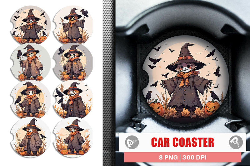 Car Coaster Watercolor Scarecrow Sublimation artnoy 