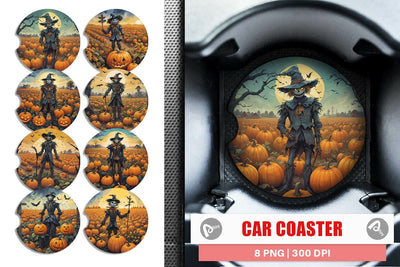 Car Coaster Watercolor Scarecrow Sublimation artnoy 