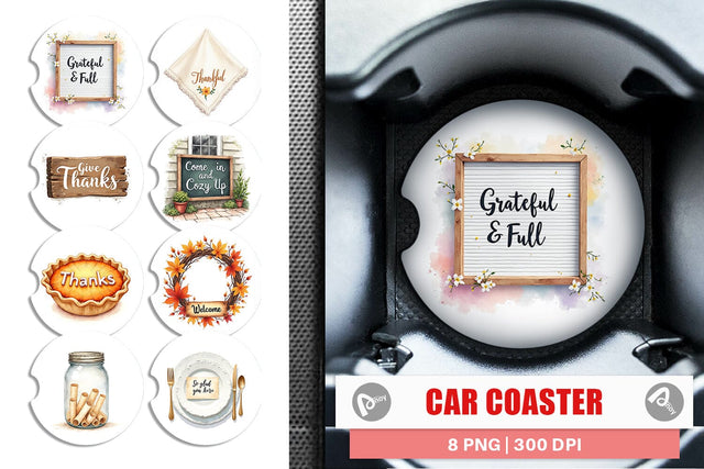 Car Coaster Watercolor Signs of Thanks Sublimation artnoy 