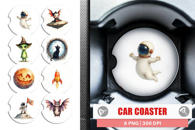 Car Coaster Watercolor Spooky Space Cadets Sublimation artnoy 
