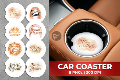 Car Coaster Watercolor Terracotta Boho Abstract Mom Quotes Sublimation artnoy 