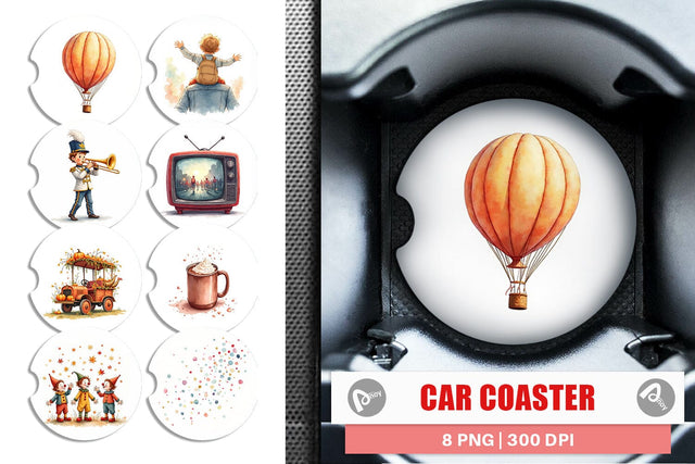 Car Coaster Watercolor Thanksgiving Parade Sublimation artnoy 