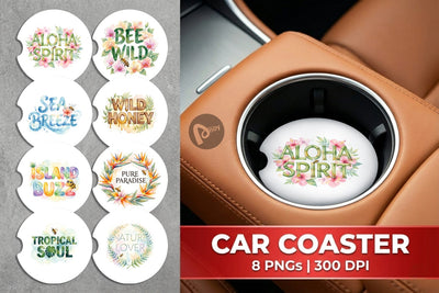Car Coaster Watercolor Tropical Aloha Bee Quotes Sublimation artnoy 