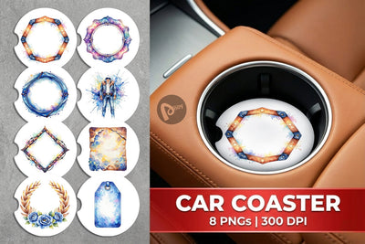 Car Coaster Watercolor Western Frame Sublimation artnoy 