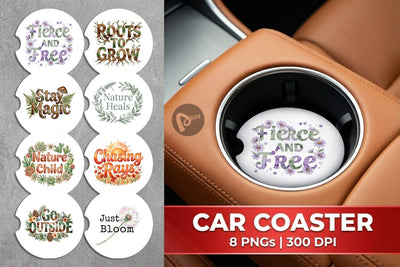 Car Coaster Watercolor Wildflower Boho Growth Quote Sublimation artnoy 