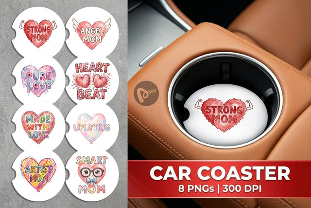 Car Coaster Watercolor Wonky Imperfect Heart Art Quotes Sublimation artnoy 