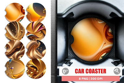 Car Coaster Wave Liquid Gold Sublimation artnoy 
