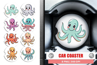 Car Coaster Waving Octopus Sublimation artnoy 