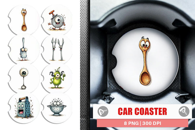 Car Coaster Weary Utensils Sublimation artnoy 