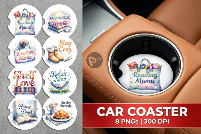 Car Coaster Weekend Reading Quotes Sublimation artnoy 