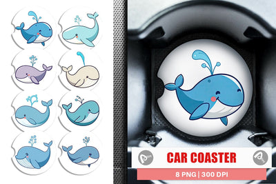 Car Coaster Whale Spout Sublimation artnoy 