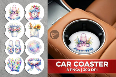 Car Coaster Whimsical Apron & Chef Hat Sublimation artnoy 