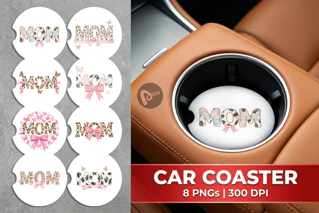 Car Coaster Whimsical Boho MOM Butterfly Sublimation artnoy 