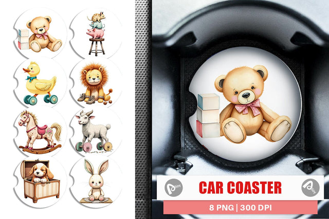 Car Coaster Whimsical Coastal Escape Sublimation artnoy 