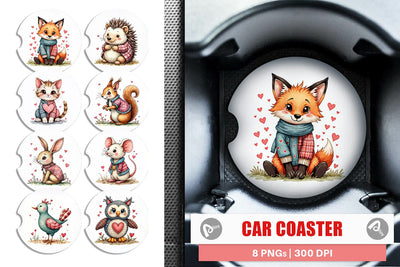 Car Coaster Whimsical Patchwork Pets Sublimation artnoy 