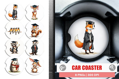 Car Coaster Whimsical Woodland Graduates Sublimation artnoy 