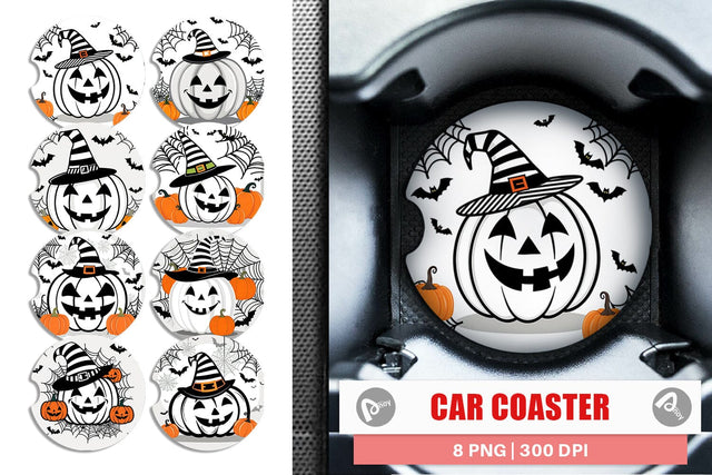Car Coaster White Pumpkin Sublimation artnoy 