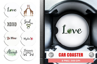 Car Coaster Wild at Heart Jungle Valentine Watercolor Quotes Sublimation artnoy 