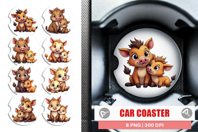 Car Coaster Wild Boar Mother's Day Sublimation artnoy 