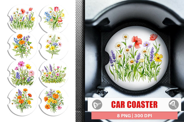 Car Coaster Wildflower Drift Sublimation artnoy 