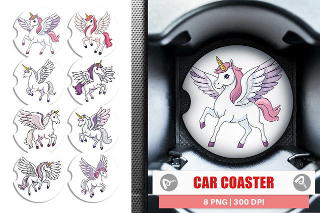 Car Coaster Winged Unicorn Sublimation artnoy 