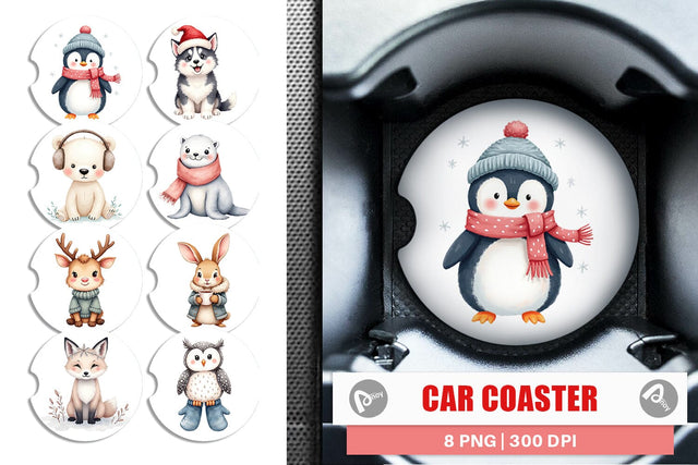 Car Coaster Winter Animals Sublimation artnoy 