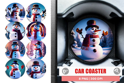 Car Coaster Winter Snowman Sublimation artnoy 