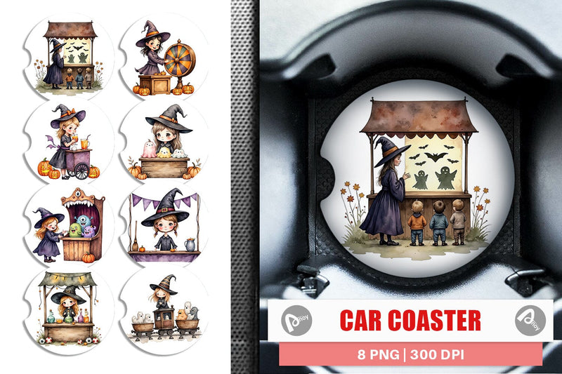 Car Coaster Witch Market Night Sublimation artnoy 