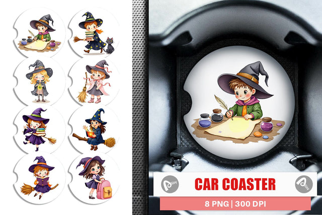Car Coaster Witch School Days Sublimation artnoy 
