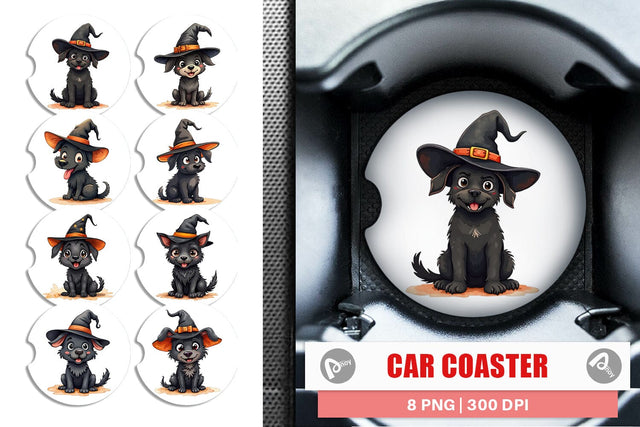Car Coaster Witchy Pup Sublimation artnoy 