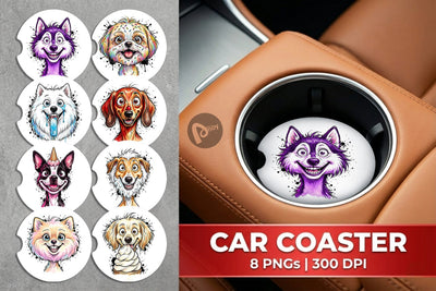 Car Coaster Witty Summer Treat Dog Watercolor Sublimation artnoy 