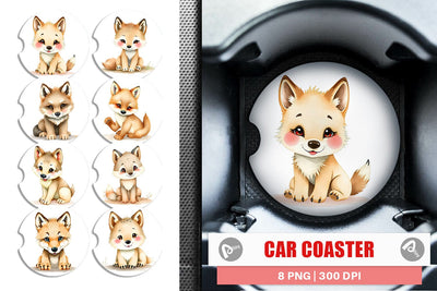 Car Coaster Wolf Wildlife Sublimation artnoy 