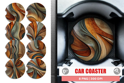 Car Coaster Wood Wave Texture Sublimation artnoy 