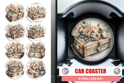 Car Coaster Wooden Cigar Box Sublimation artnoy 