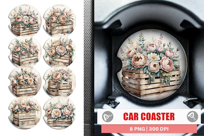 Car Coaster Wooden Crate Sublimation artnoy 