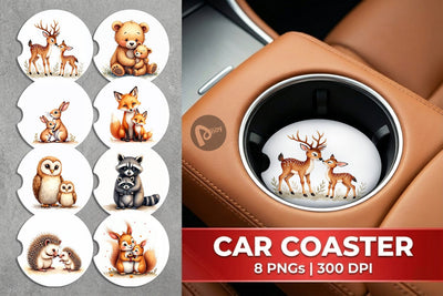 Car Coaster Woodland Babies Sublimation artnoy 