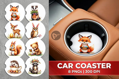 Car Coaster Woodland Easter Friends Sublimation artnoy 