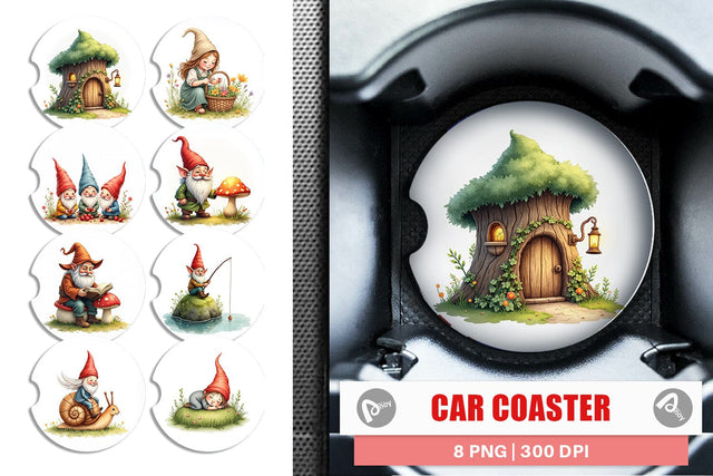 Car Coaster Woodland Gnomes Sublimation artnoy 