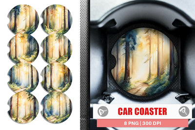 Car Coaster Woodland Watercolor Sublimation artnoy 