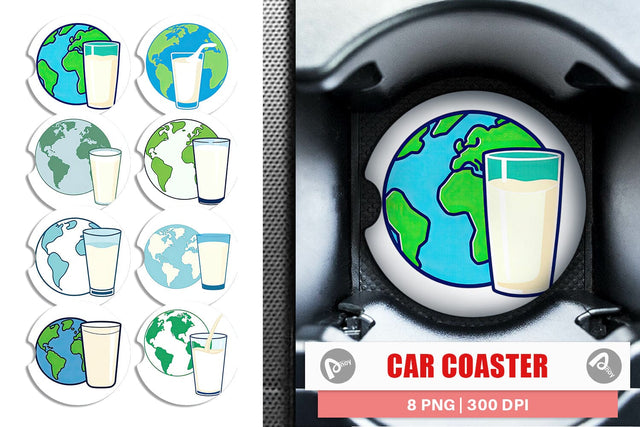 Car Coaster World with Milk Glass Sublimation artnoy 