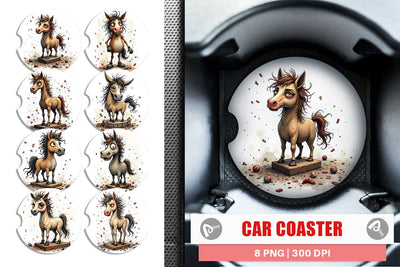 Car Coaster Wrecked Nutcracker Horse Sublimation artnoy 