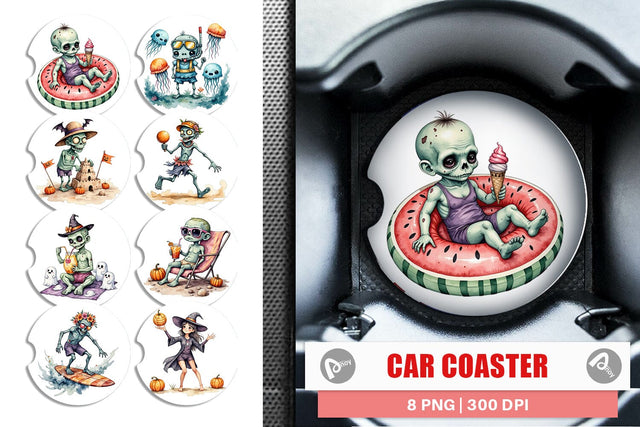 Car Coaster Zany Zombie Escapades Sublimation artnoy 